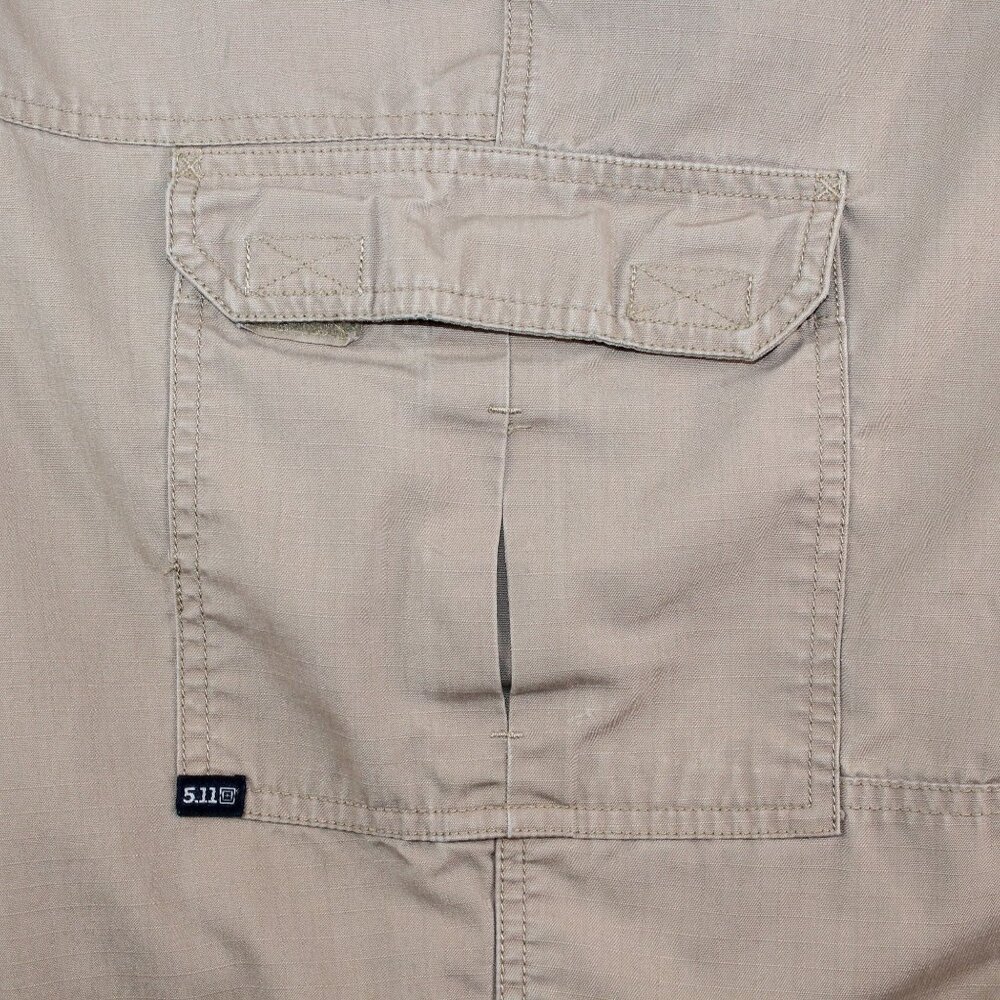5.11 Tactical Series Cargo Pants Sz 38 X 32 Tan Brown Ripstop Elastic Waistband - Picture 12 of 16